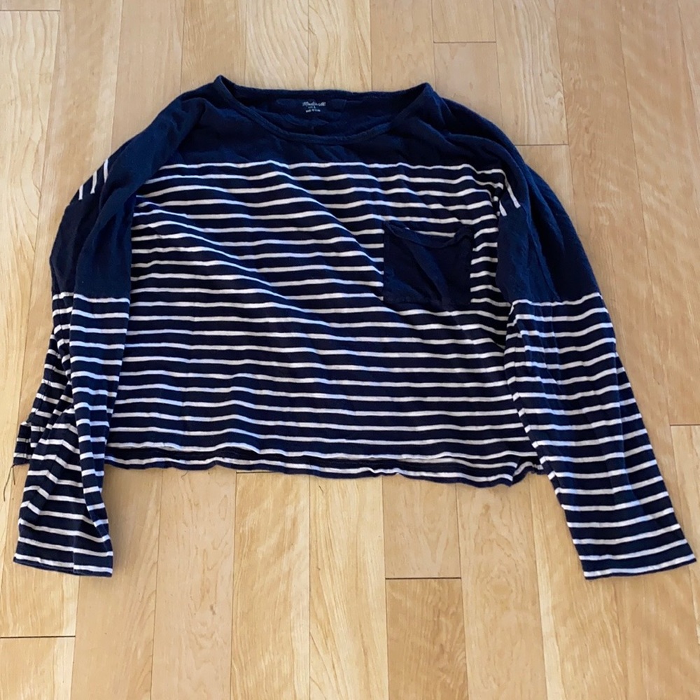 Madewell cropped striped dolman tee